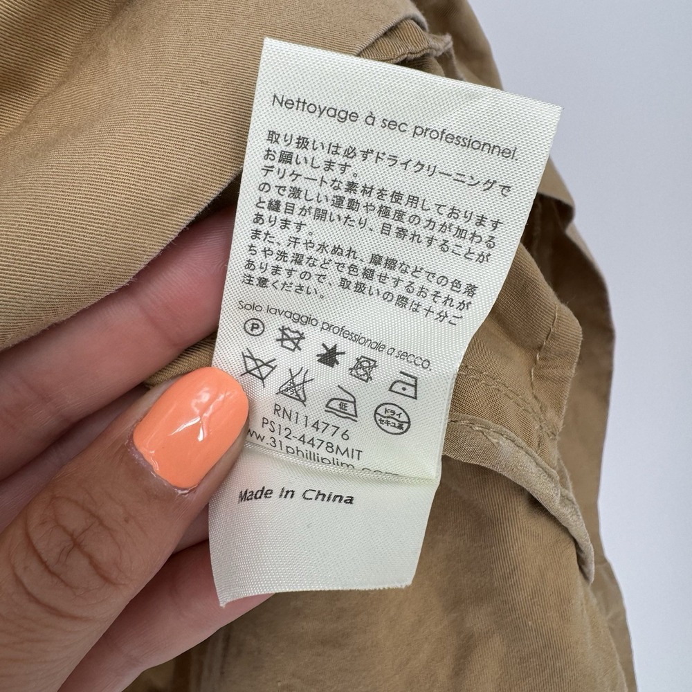 3.1 Phillip Lim Casual Mini Dress Women's 8 Khaki Cotton Blend Short Sleeve - Picture 8 of 9